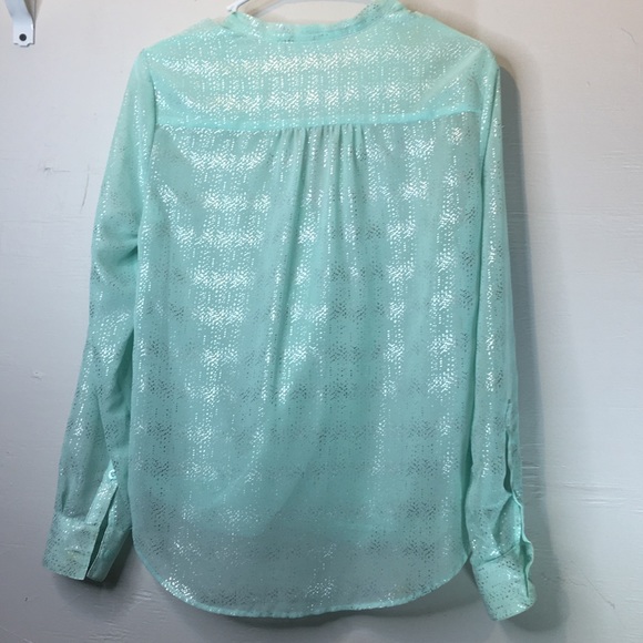 New York & Co Sky Blue Shimmer Blouse - Picture 10 of 10
